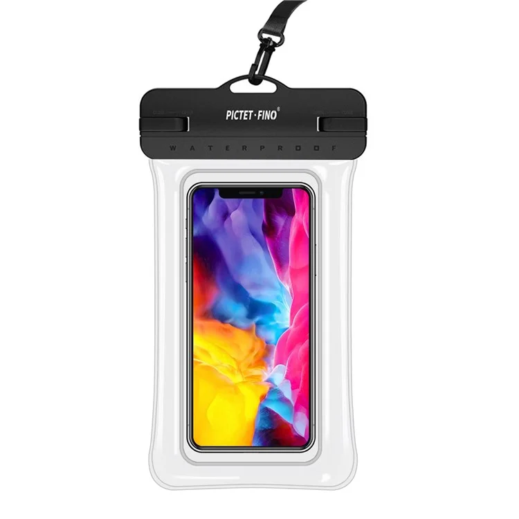 PICTET.FINO RH14 IPX8 Borsa Impermeabile Spesso Borsa Airbag TPU Custodia Touch Screen per Telefono entro 8,2 pollici - Nero