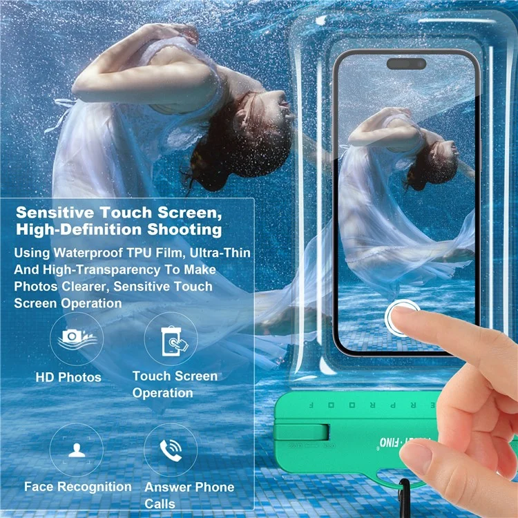 PICTET.FINO RH14 IPX8 Borsa Impermeabile Spesso Borsa Airbag TPU Custodia Touch Screen per Telefono entro 8,2 pollici - Nero