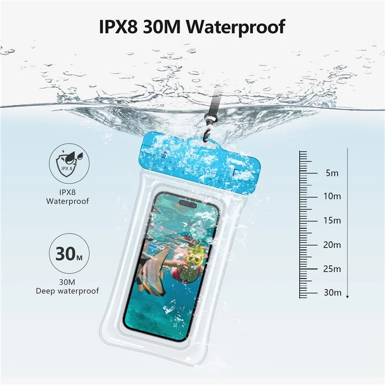 PICTET.FINO RH14 IPX8 Borsa Impermeabile Spesso Borsa Airbag TPU Custodia Touch Screen per Telefono entro 8,2 pollici - Nero