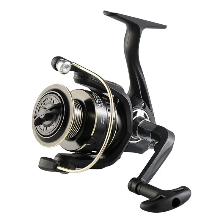 GOLD SHARKING TM3000 12-Axis Bearings Metal Long Cast Spinning Fishing Reel with Folding Arm - Black+Gold