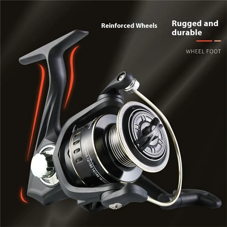 GOLD SHARKING TM3000 12-Axis Bearings Metal Long Cast Spinning Fishing Reel with Folding Arm - Black+Gold