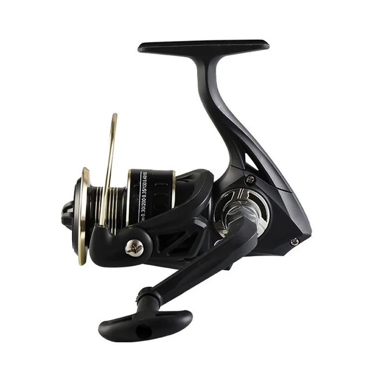GOLD SHARKING TM3000 12-Axis Bearings Metal Long Cast Spinning Fishing Reel with Folding Arm - Black+Gold