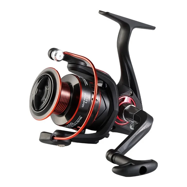 GOLD SHARKING TM4000 12-Axis Bearings Metal Long Cast Spinning Fishing Reel with Folding Arm - Black+Red