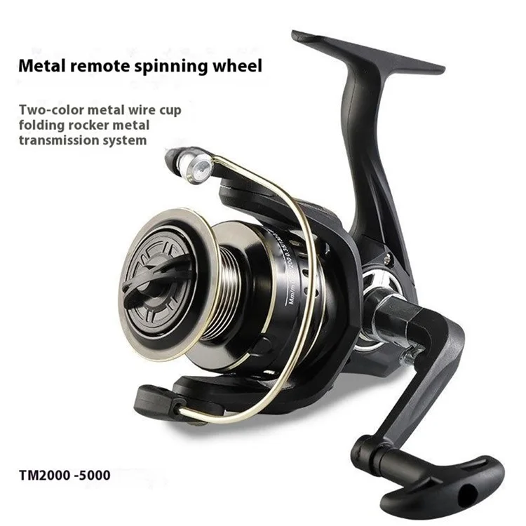 GOLD SHARKING TM4000 12-Axis Bearings Metal Long Cast Spinning Fishing Reel with Folding Arm - Black+Red