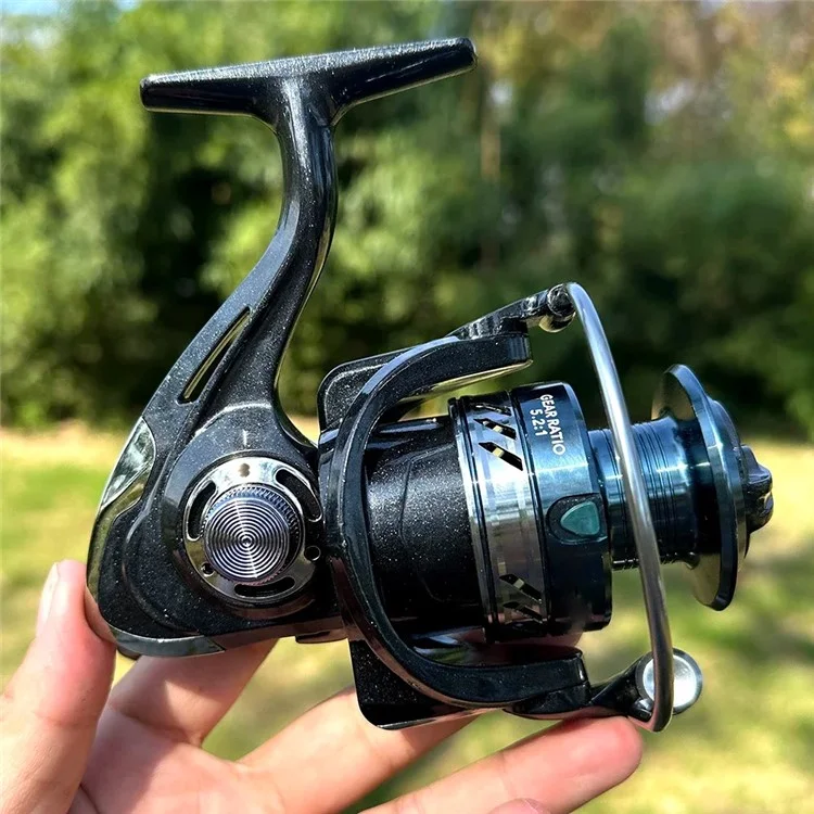 GOLD SHARKING FK3000 14-Achsen Angelrolle aus Vollmetall mit EVA-Knopf, auswechselbarer Kurbel und Spinnrolle