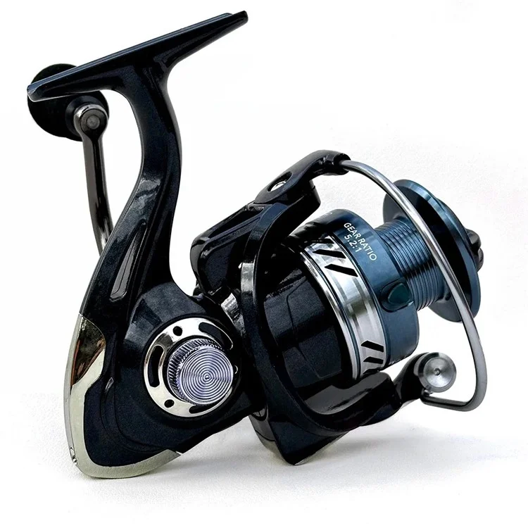 GOLD SHARKING FK3000 14-Achsen Angelrolle aus Vollmetall mit EVA-Knopf, auswechselbarer Kurbel und Spinnrolle