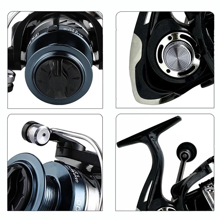 GOLD SHARKING FK5000 Mulinello da Pesca a 14 Assi Completamente in Metallo con Impugnatura EVA e Manico Intercambiabile