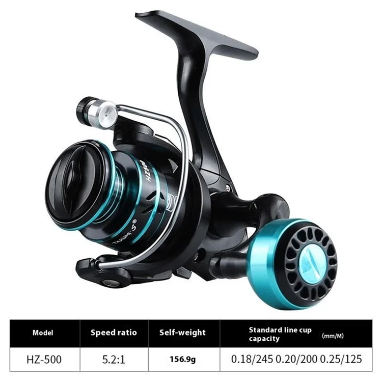 Carrete de Pesca Giratorio TAKUMI-S HZ-500 Mini Metálico para Pesca en Agua Salada con Mango de Metal