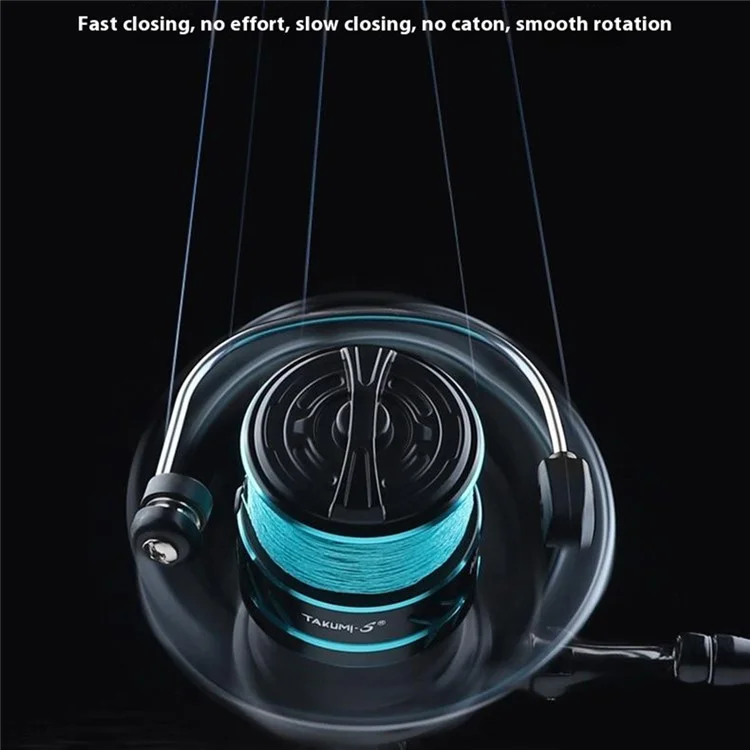TAKUMI-S HZ-800 Mini Moulinet de Pêche en Métal pour Pêche en Eau Salée avec Poignée et Bouton en Métal