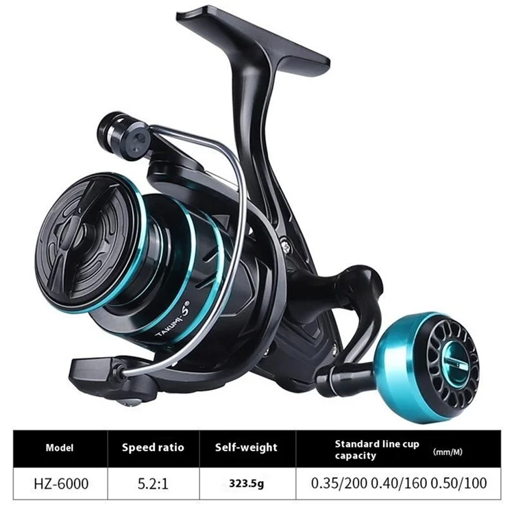 TAKUMI-S HZ-6000 Metal Fishing Reel 5.2:1 Metal Handle Knob Spinning Reel for Saltwater Surf Casting