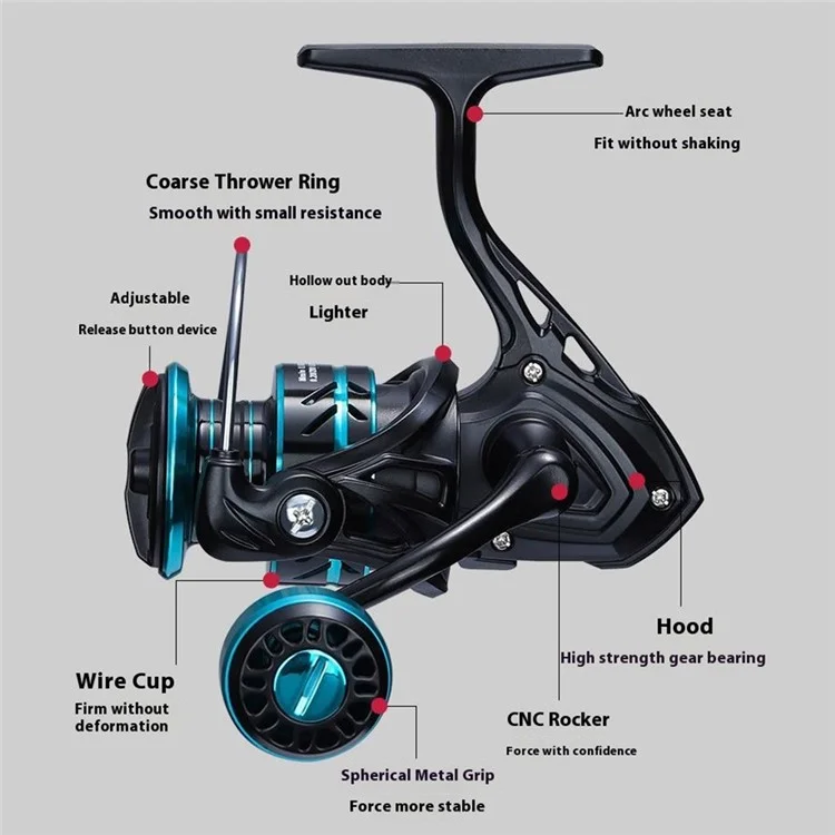 TAKUMI-S HZ-6000 Metal Fishing Reel 5.2:1 Metal Handle Knob Spinning Reel for Saltwater Surf Casting
