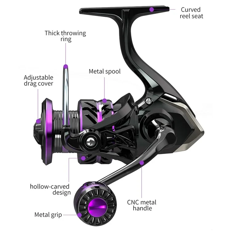 LINNHUE HP-1000 5.2:1 Gear Ratio Metal Spool Spinning Reel 10KG Max Drag Fishing Reel with Metal Knob
