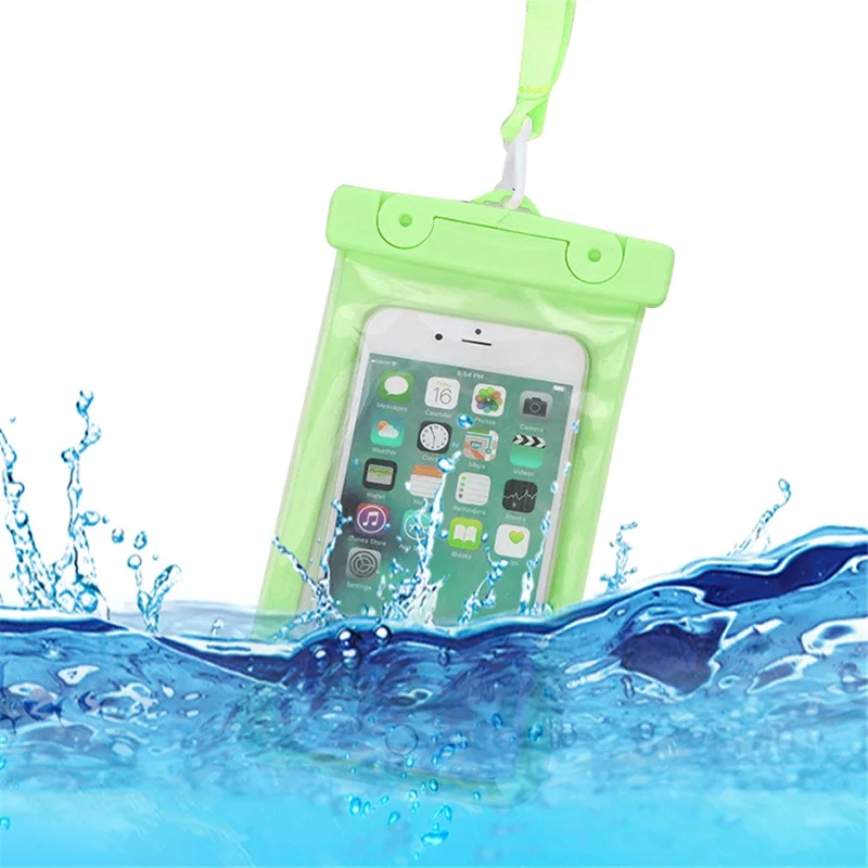 IPX8 Floating Waterproof Phone Pouch Fits Up to 6.5" Cell Phone PVC Cellphone Case Dry Bag with Lanyard - Green