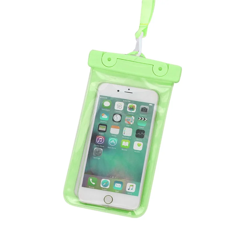 IPX8 Floating Waterproof Phone Pouch Fits Up to 6.5" Cell Phone PVC Cellphone Case Dry Bag with Lanyard - Green