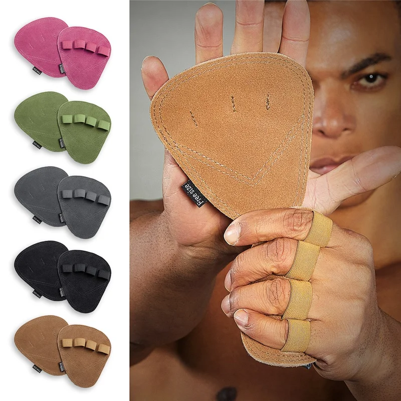 VILICO A0140 Pull Ups Grip Pads Cowhide Leather Palm Guard Fitness Gloves for Weightlifting - Black