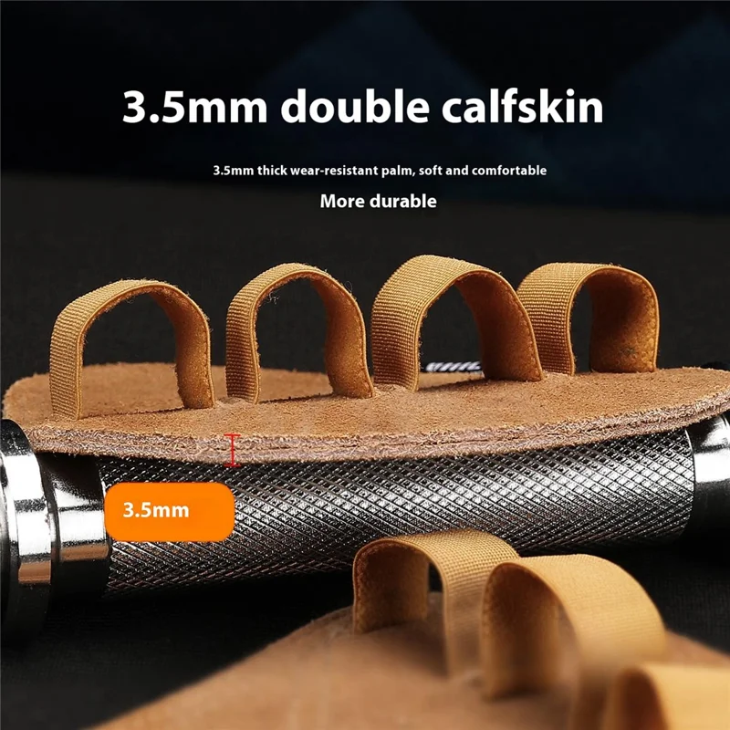 VILICO A0140 Pull Ups Grip Pads Cowhide Leather Palm Guard Fitness Gloves for Weightlifting - Black