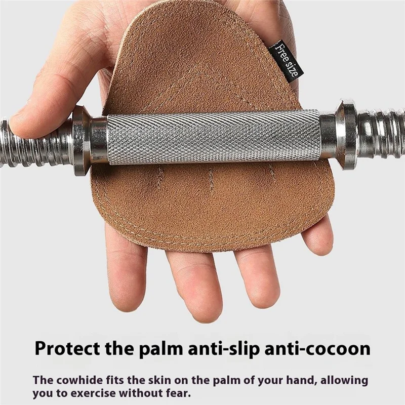 VILICO A0140 Pull Ups Grip Pads Cowhide Leather Palm Guard Fitness Gloves for Weightlifting - Black