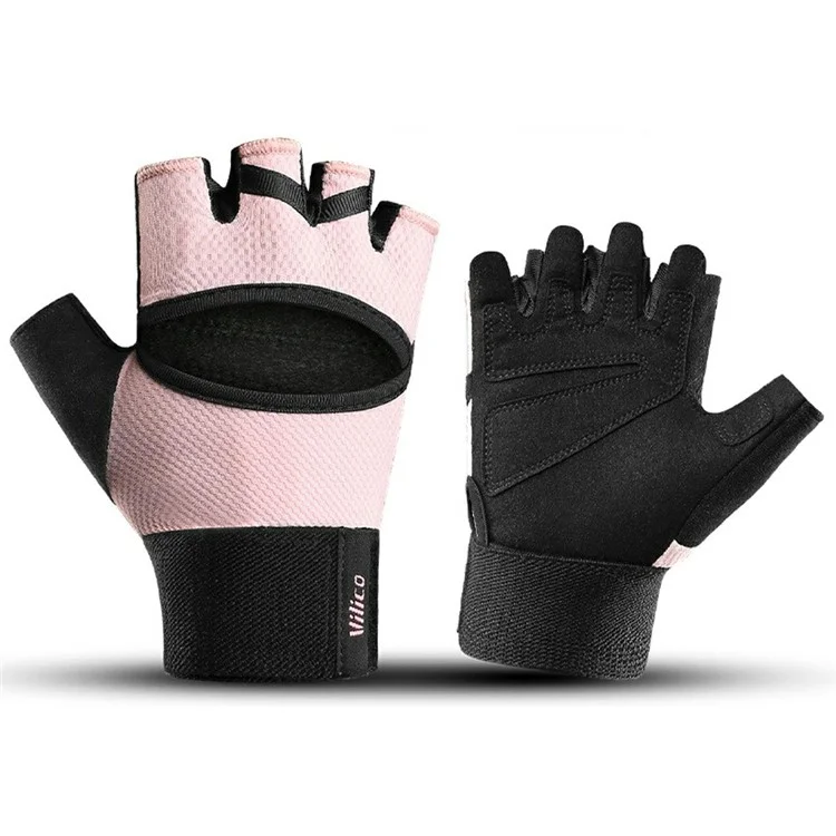 VILICO A0134 1 Par de Luvas de Exercício com Dedos Parciais Antiderrapantes Respiráveis Luvas Esportivas - Rosa / P
