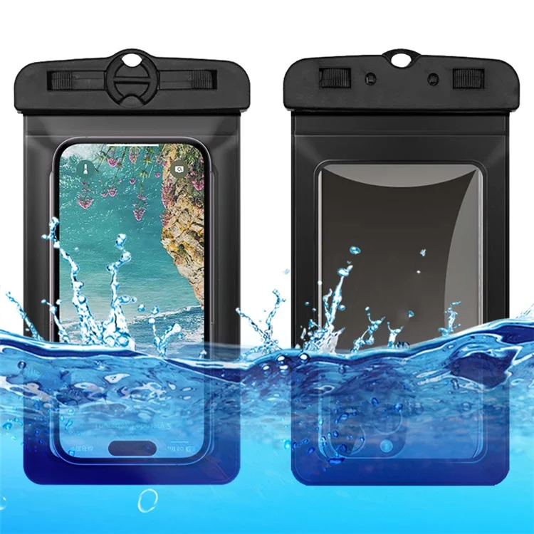 IPX8 Waterproof Phone Pouch Dual Locks Phone Holder PVC Clear Cellphone Dry Bag for Phone within 6.5'' - Black