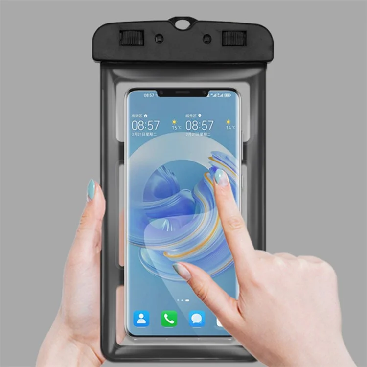 IPX8 Waterproof Phone Pouch Dual Locks Phone Holder PVC Clear Cellphone Dry Bag for Phone within 6.5'' - Black