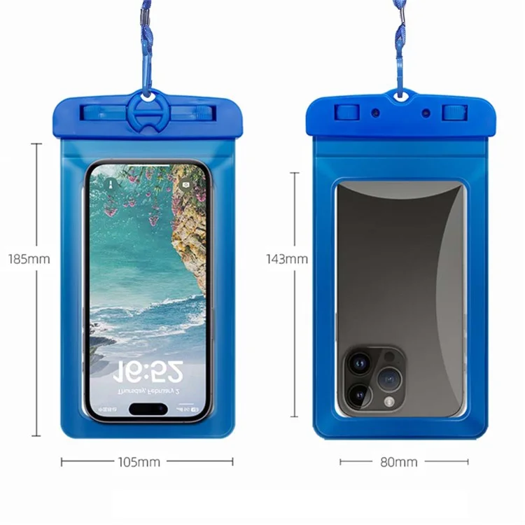 IPX8 Waterproof Phone Pouch Dual Locks Phone Holder PVC Clear Cellphone Dry Bag for Phone within 6.5'' - Black