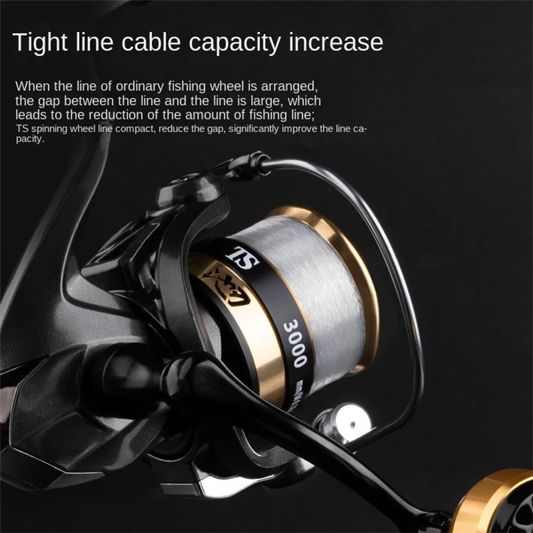 Carrete de Pesca CHIREN TS7000 con Bobinado de Línea de Alta Densidad, Metálico Sin Espacios, Impermeable y de Largo Alcance