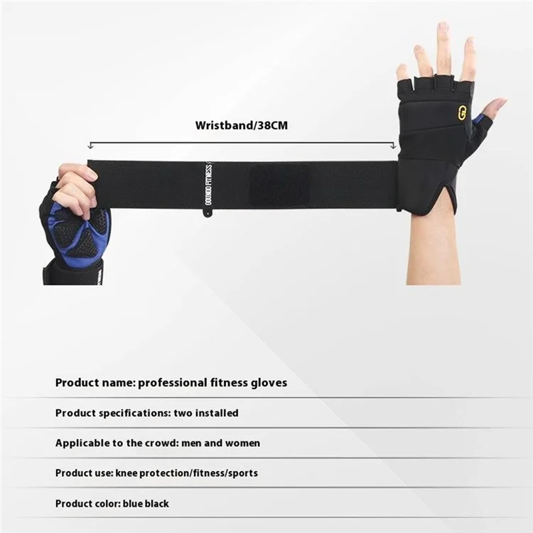 GOUNOD GL059 1 Pair Half Finger Workout Gloves Non Slip Honeycomb Compression Wrist Support Weightlifting Mittens - Blue S