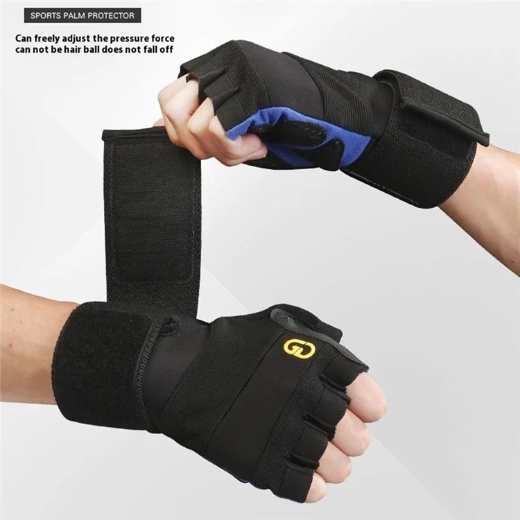 GOUNOD GL059 1 Pair Half Finger Workout Gloves Non Slip Honeycomb Compression Wrist Support Weightlifting Mittens - Blue S