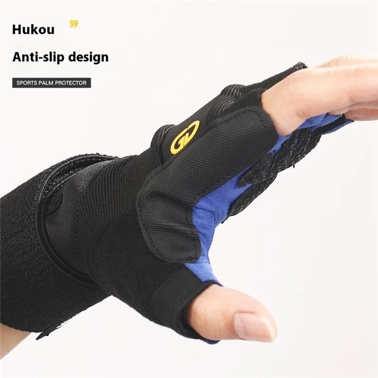 GOUNOD GL059 1 Pair Half Finger Workout Gloves Non Slip Honeycomb Compression Wrist Support Weightlifting Mittens - Blue S