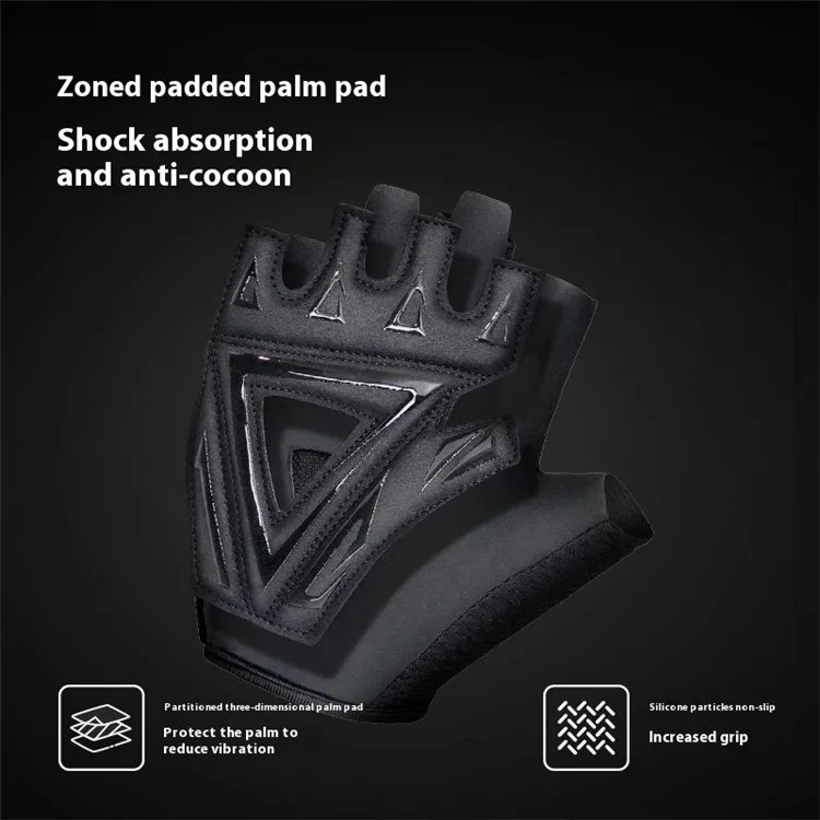 GOUNOD GL002 1 Paire de Gants de Fitness Antidérapants à Absorption de Chocs - Mi-Doigts - Noir / S
