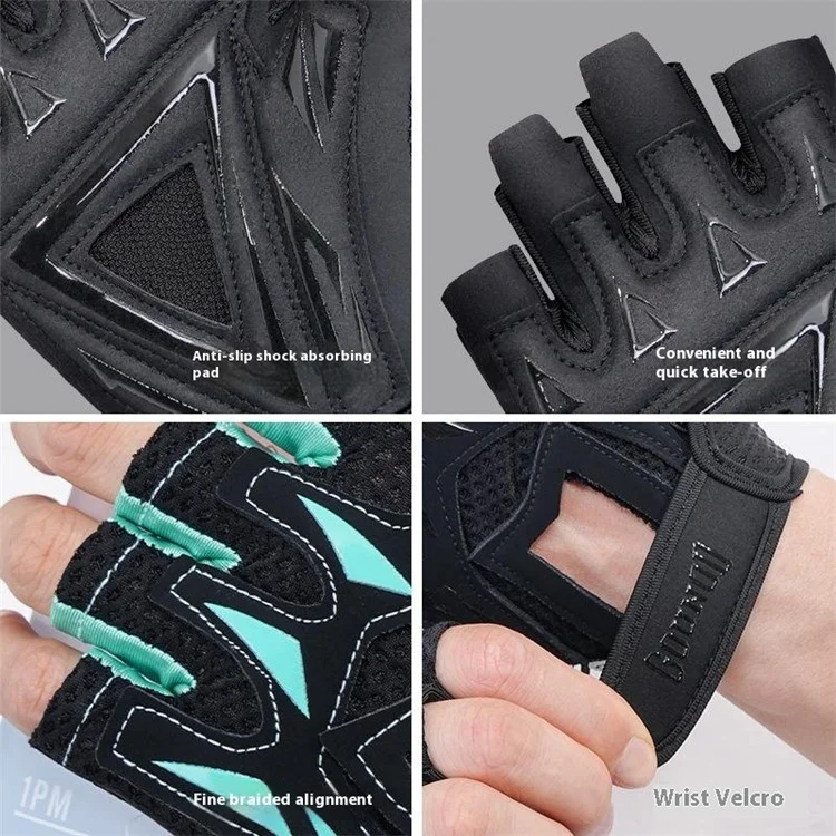 GOUNOD GL002 1 Paire de Gants de Fitness Antidérapants à Absorption de Chocs - Mi-Doigts - Noir / S