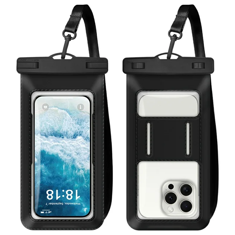 Pochette étanche pour téléphone avec sangle pratique pour la natation pour les smartphones de moins de 7,2 pouces, sac résistant à l'eau IPX8 - Noir