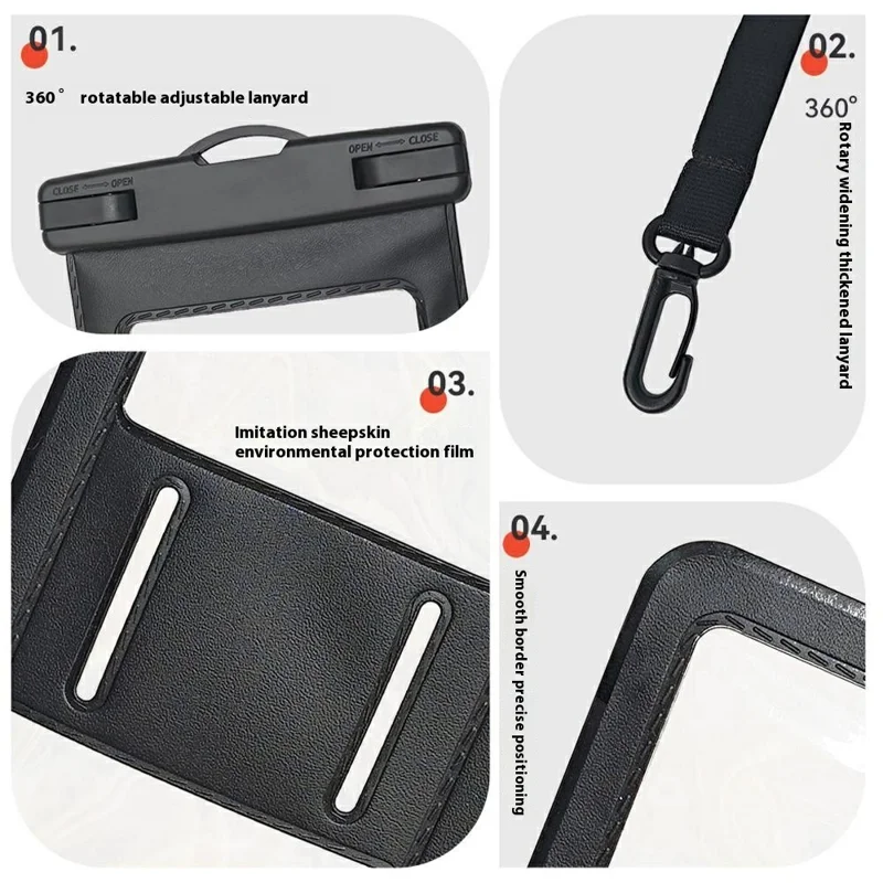 Pochette étanche pour téléphone avec sangle pratique pour la natation pour les smartphones de moins de 7,2 pouces, sac résistant à l'eau IPX8 - Noir
