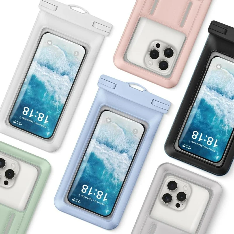 Pochette étanche pour téléphone avec sangle pratique pour la natation pour les smartphones de moins de 7,2 pouces, sac résistant à l'eau IPX8 - Noir