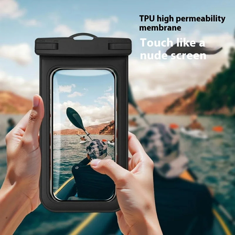Bolsa Impermeável Transparente de TPU para Dispositivos até 7,0 Polegadas - Capa à Prova d'Água IPX8 com Sensibilidade de Tela Sensível ao Toque - Preto