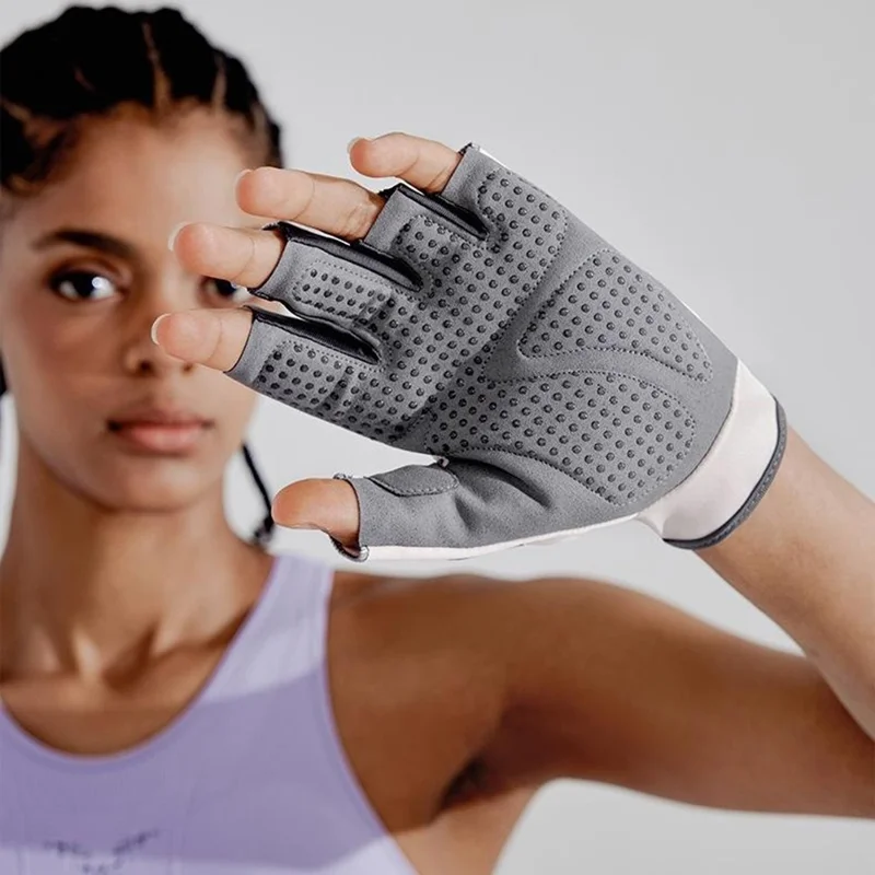 GOLOVEJOY XG84 1 Paire de Gants de Sport mi-doigts Fitness Antidérapants Absorbant les Chocs avec Dos Ouvert - Gris Clair / S