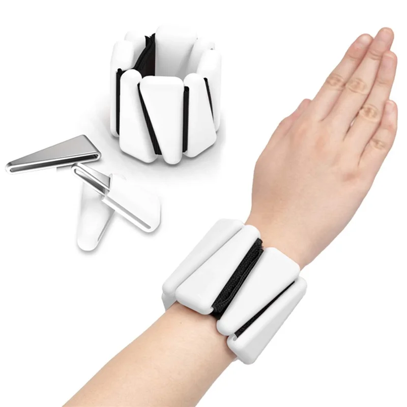 1 Par de Pesas de Muñeca en Forma de Triángulo de 1 Libra para Entrenamiento de Fuerza en Brazos, Banda de Fitness para Ejercicios - Blanco