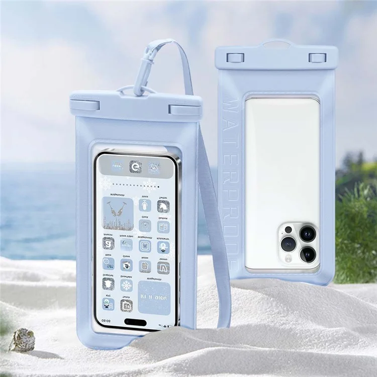 Custodia impermeabile galleggiante per telefono cellulare inferiore a 7,5'' IPX8 Borsa stagna per cellulare Protettore del telefono in PVC texturizzato - Blu