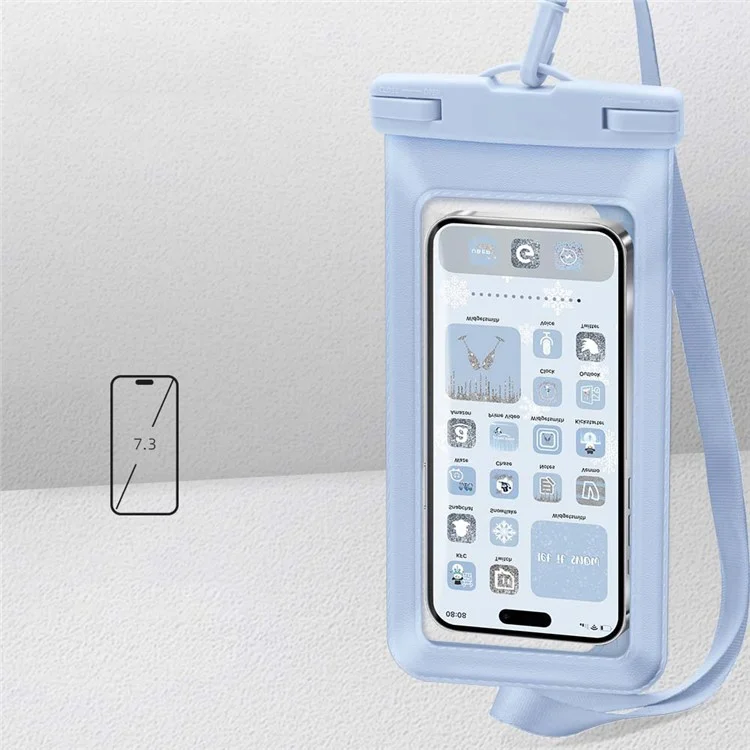 Custodia impermeabile galleggiante per telefono cellulare inferiore a 7,5'' IPX8 Borsa stagna per cellulare Protettore del telefono in PVC texturizzato - Blu