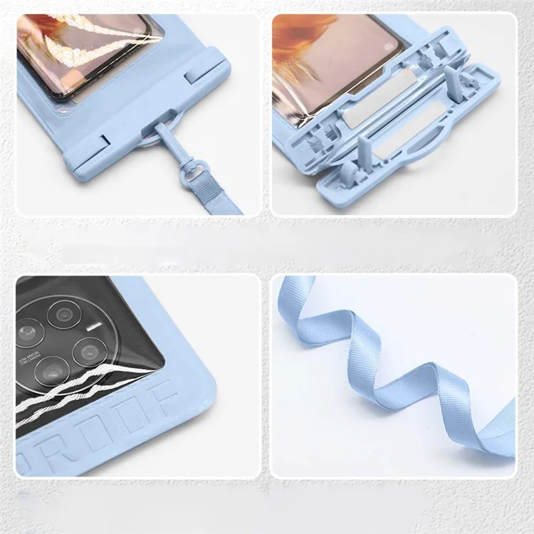 Custodia impermeabile galleggiante per telefono cellulare inferiore a 7,5'' IPX8 Borsa stagna per cellulare Protettore del telefono in PVC texturizzato - Blu