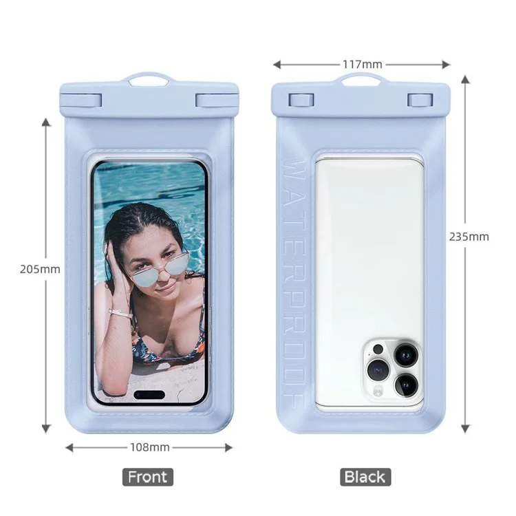 Custodia impermeabile galleggiante per telefono cellulare inferiore a 7,5'' IPX8 Borsa stagna per cellulare Protettore del telefono in PVC texturizzato - Blu