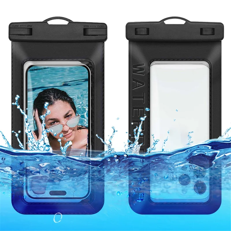 Waterproof Floating Phone Pouch for Under 7.5'' Mobile Phone IPX8 Cellphone Dry Bag Case Textured PVC Phone Protector - Black