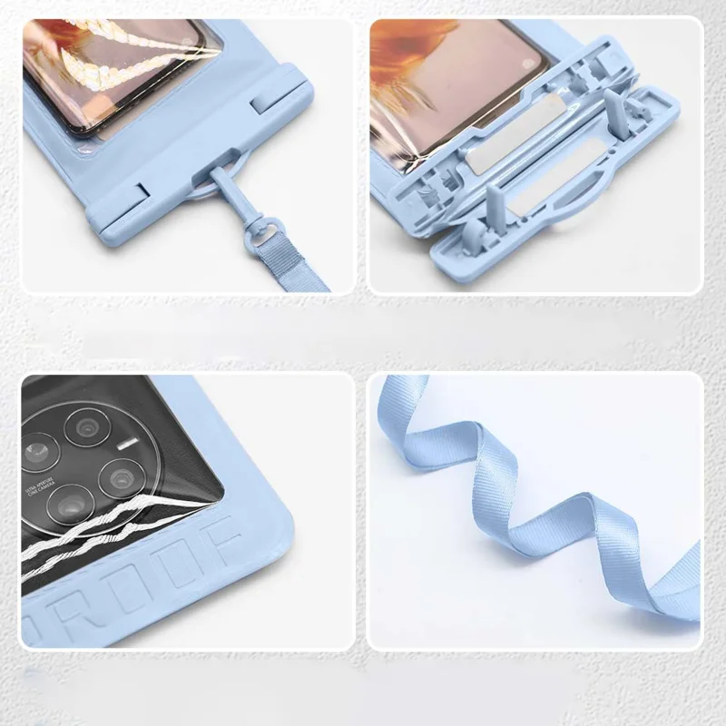 Waterproof Floating Phone Pouch for Under 7.5'' Mobile Phone IPX8 Cellphone Dry Bag Case Textured PVC Phone Protector - Black