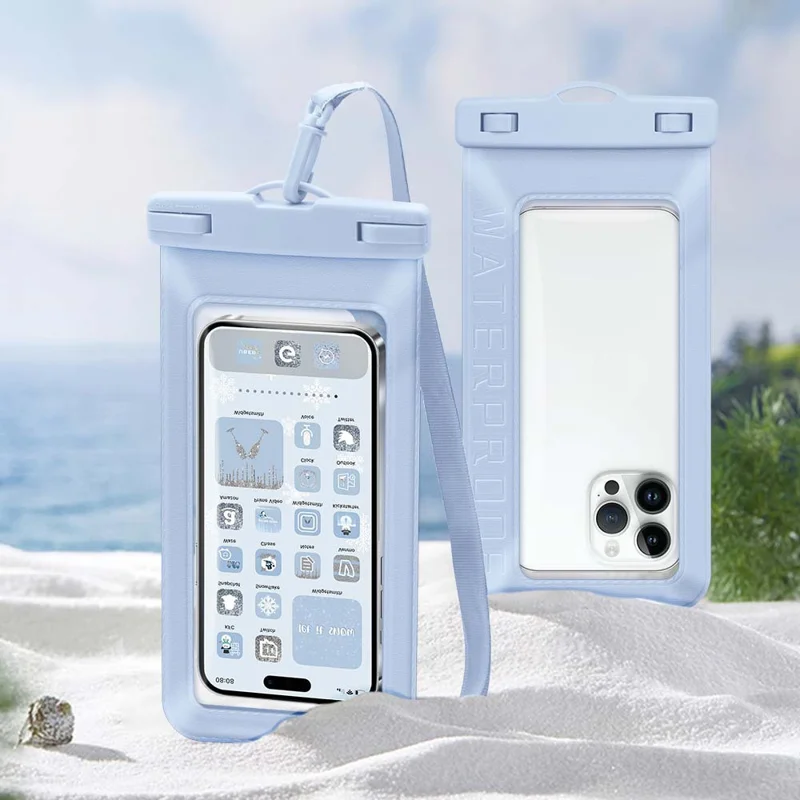 Waterproof Floating Phone Pouch for Under 7.5'' Mobile Phone IPX8 Cellphone Dry Bag Case Textured PVC Phone Protector - Green