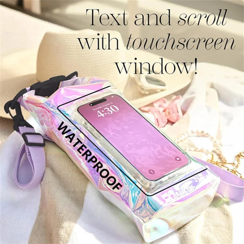 Borsa Asciutta Impermeabile Colorata da 2L per Cellulari con Touch Screen, Nuoto e Spiaggia - Borsa a Tracolla Roll Top in PVC 500D
