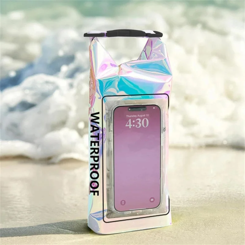 Borsa Asciutta Impermeabile Colorata da 2L per Cellulari con Touch Screen, Nuoto e Spiaggia - Borsa a Tracolla Roll Top in PVC 500D