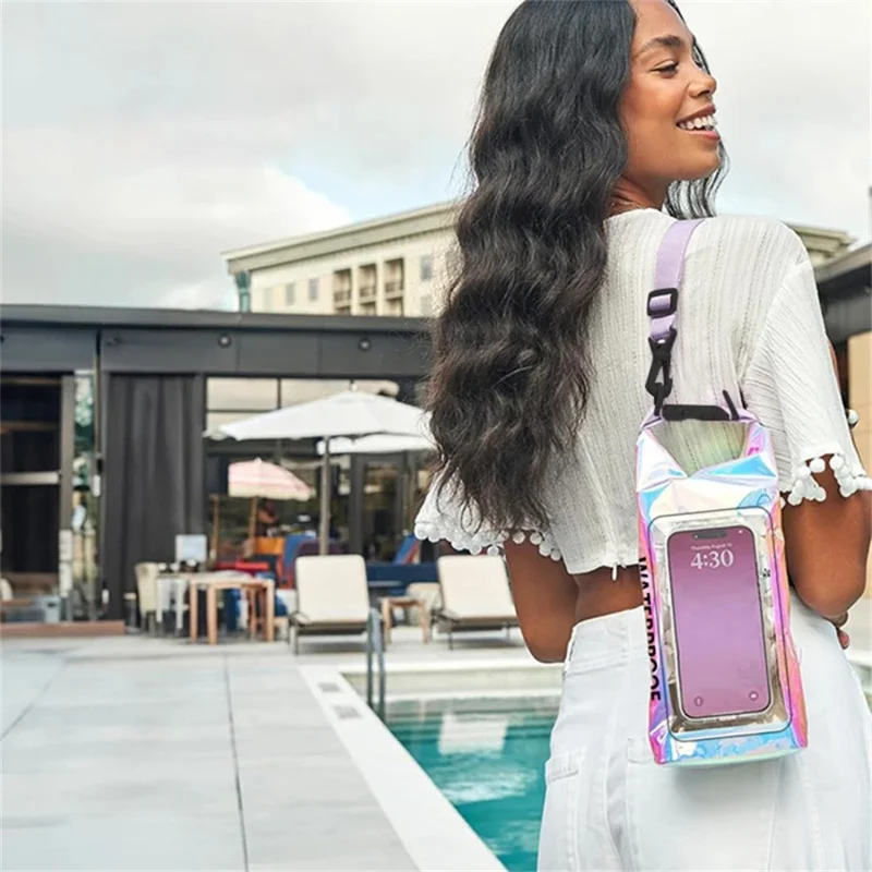 Borsa Asciutta Impermeabile Colorata da 2L per Cellulari con Touch Screen, Nuoto e Spiaggia - Borsa a Tracolla Roll Top in PVC 500D