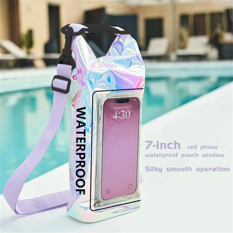 Borsa Asciutta Impermeabile Colorata da 2L per Cellulari con Touch Screen, Nuoto e Spiaggia - Borsa a Tracolla Roll Top in PVC 500D