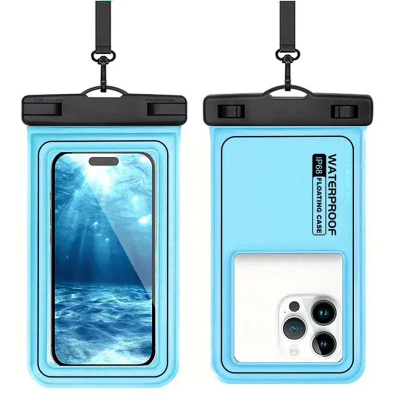 Funda Impermeable IPX8 para Teléfono de 7,5 Pulgadas con Pantalla Táctil PVC Flotante para Natación, Buceo y Surf - Azul