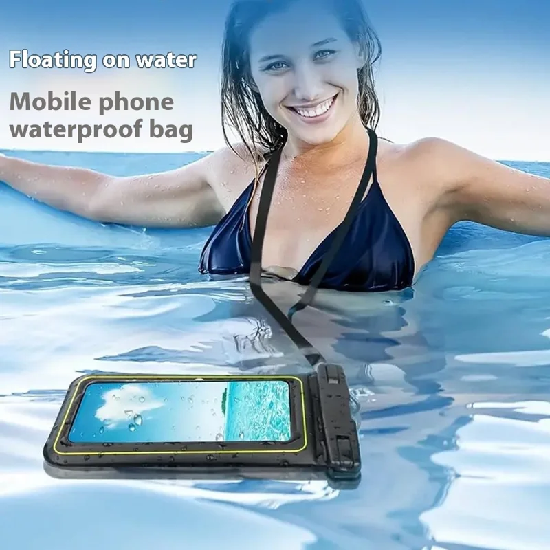 Funda Impermeable IPX8 para Teléfono de 7,5 Pulgadas con Pantalla Táctil PVC Flotante para Natación, Buceo y Surf - Azul